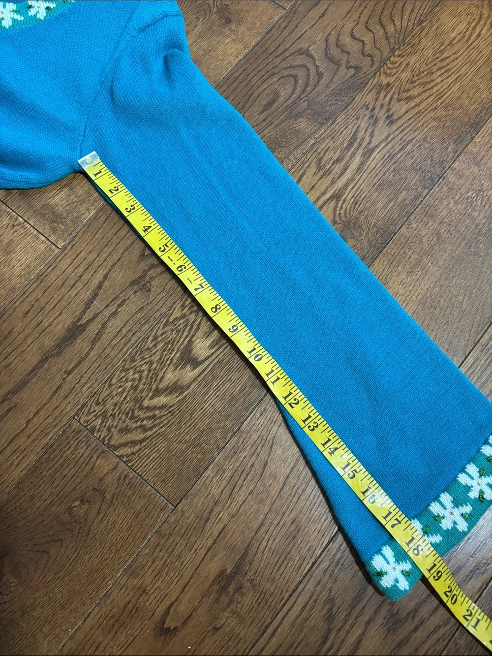 STORYBOOK Knit Teal Embroidered Crane V-Neck Cardigan with Floral Trim Size M
